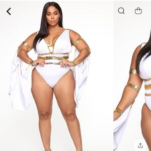 Glow up goddess 3 piece costume set- white/gold fashion nova costume 1x/2x